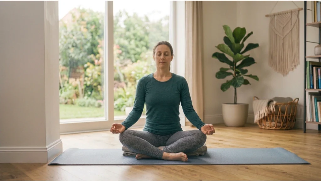 Diaphragmatic breathing exercise as part of a bedtime relaxation routine