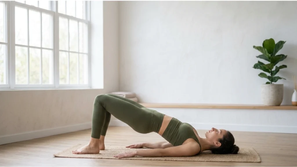 Bridge Pose yoga exercise for strengthening back and improving posture