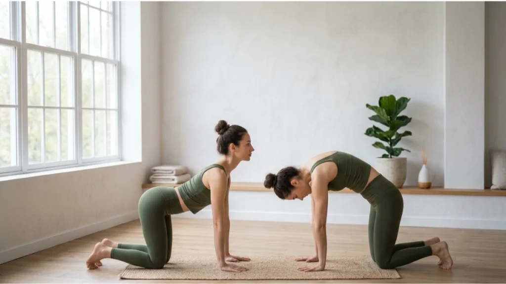 Cat Cow Pose yoga exercise for improving posture and spinal flexibility