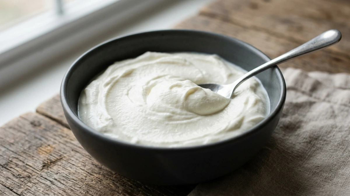 Greek Yogurt Benefits: Bowl of plain Greek yogurt