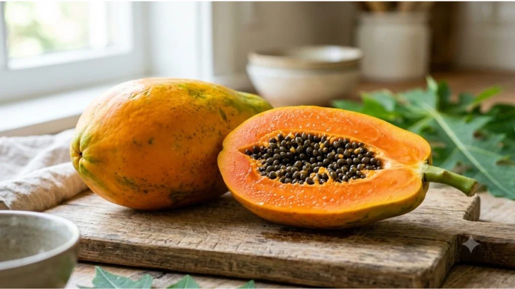 Fresh ripe papaya slices showing its nutritional benefits and healthy fruit qualities