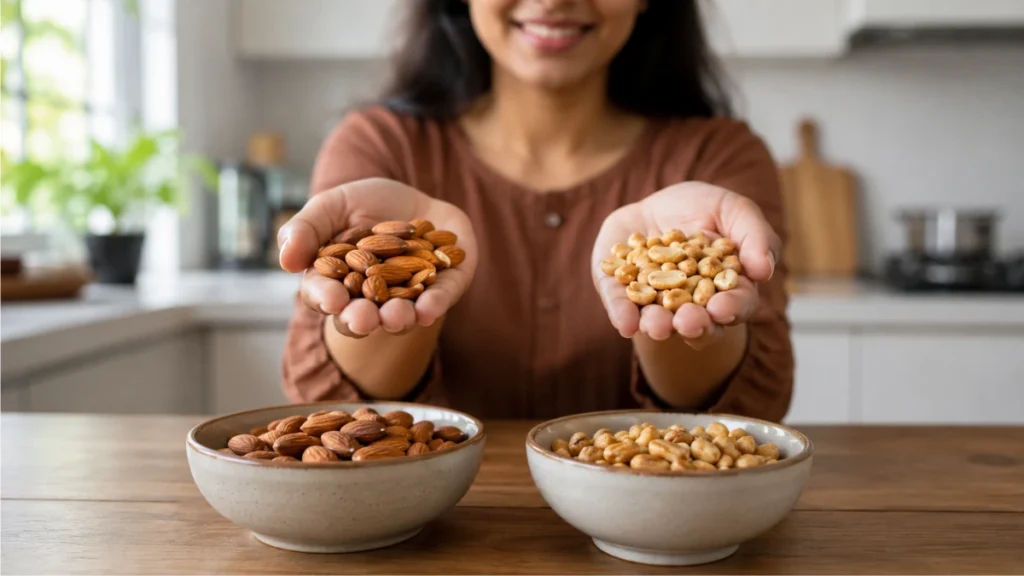 Almonds and peanuts as an affordable healthy food swap